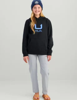 Huk Gear Hoodies & Pullovers-Kids Huk Barb U Cotton Fleece Hoodie Black
