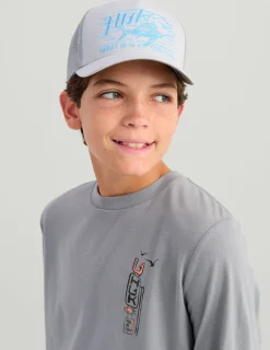 Huk Gear T-Shirts-Kids Huk Truck Long Sleeve Tee Night Owl