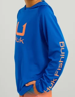 Huk Gear Performance Tops-Kids Icon Performance Hoodie Ocean Blue