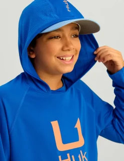 Huk Gear Performance Tops-Kids Icon Performance Hoodie Ocean Blue