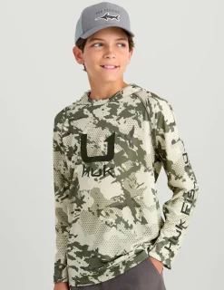 Huk Gear Performance Tops-Kids KC Icon Performance Hoodie KC Moss Grazier