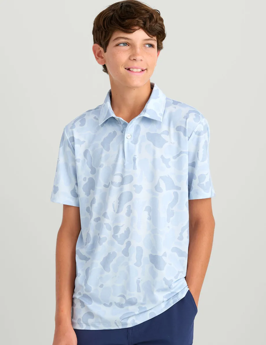 Huk Gear Polos|Performance Tops-Kids KC Pursuit Performance Polo KC Sky Camo