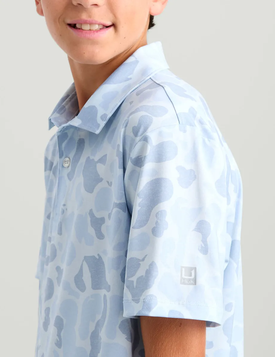 Huk Gear Polos|Performance Tops-Kids KC Pursuit Performance Polo KC Sky Camo
