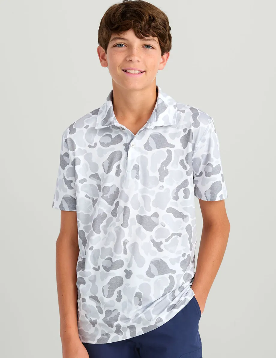 Huk Gear Polos|Performance Tops-Kids KC Pursuit Performance Polo KC White Camo
