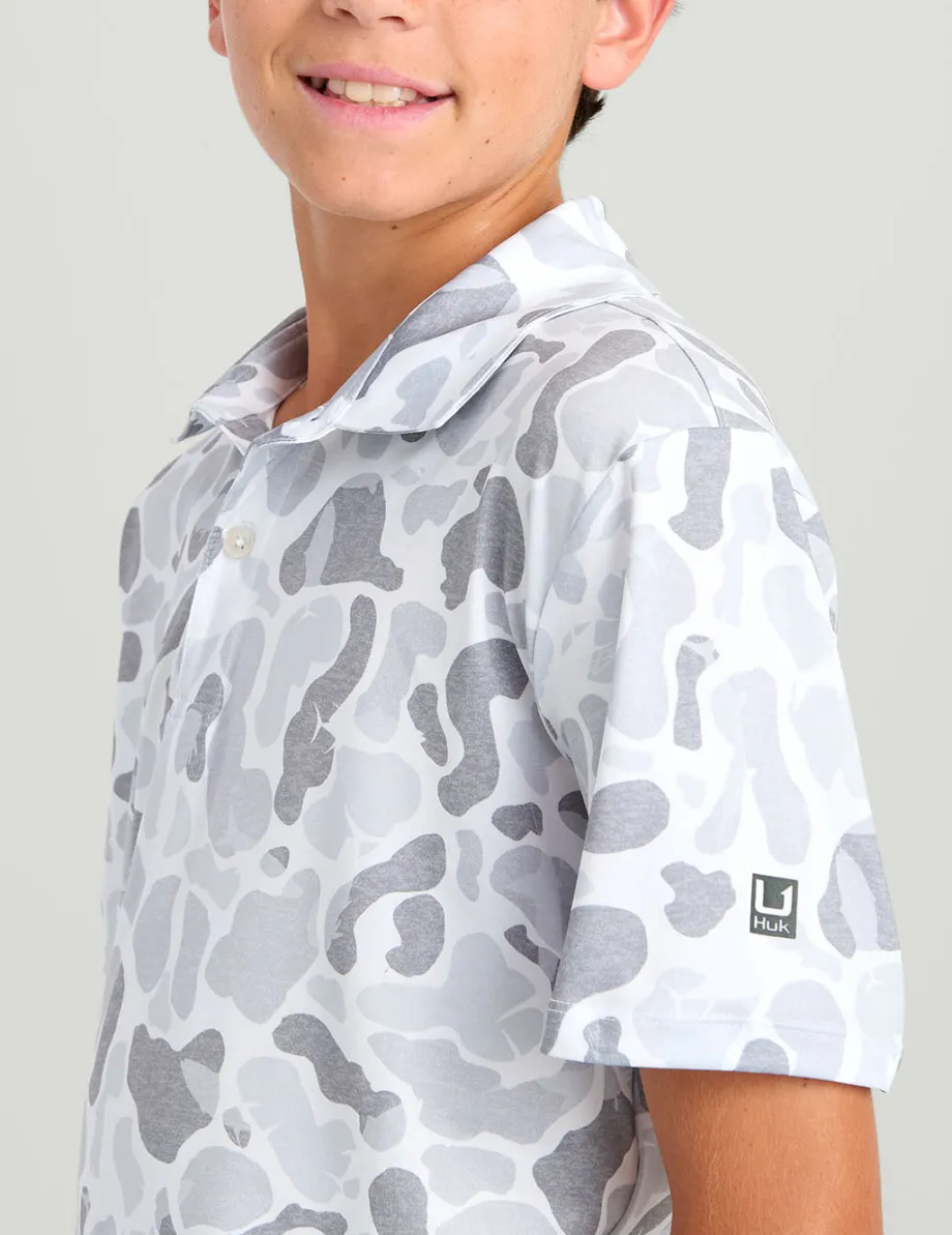 Huk Gear Polos|Performance Tops-Kids KC Pursuit Performance Polo KC White Camo