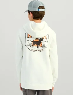 Huk Gear Hoodies & Pullovers-Kids Lab Patch Cotton Fleece Hoodie Egret