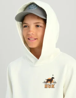 Huk Gear Hoodies & Pullovers-Kids Lab Patch Cotton Fleece Hoodie Egret