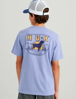 Huk Gear T-Shirts-Kids Lab Patch Tee Lightning Sky