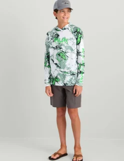 Huk Gear Performance Tops-Kids Mossy Oak Pursuit Performance Hoodie Mossy Oak Fog Green