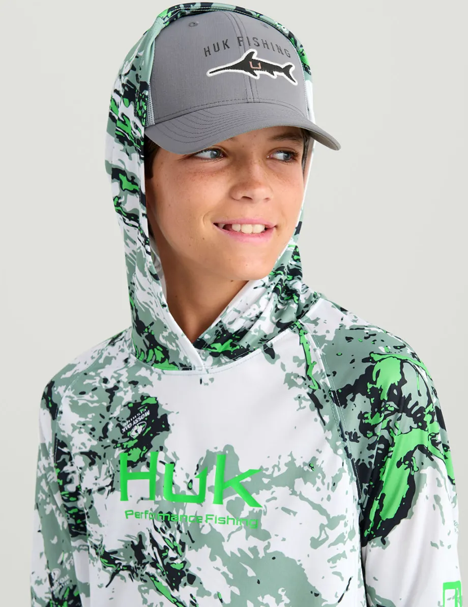 Huk Gear Performance Tops-Kids Mossy Oak Pursuit Performance Hoodie Mossy Oak Fog Green