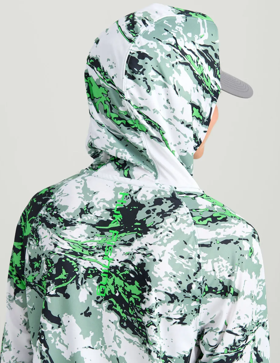 Huk Gear Performance Tops-Kids Mossy Oak Pursuit Performance Hoodie Mossy Oak Fog Green
