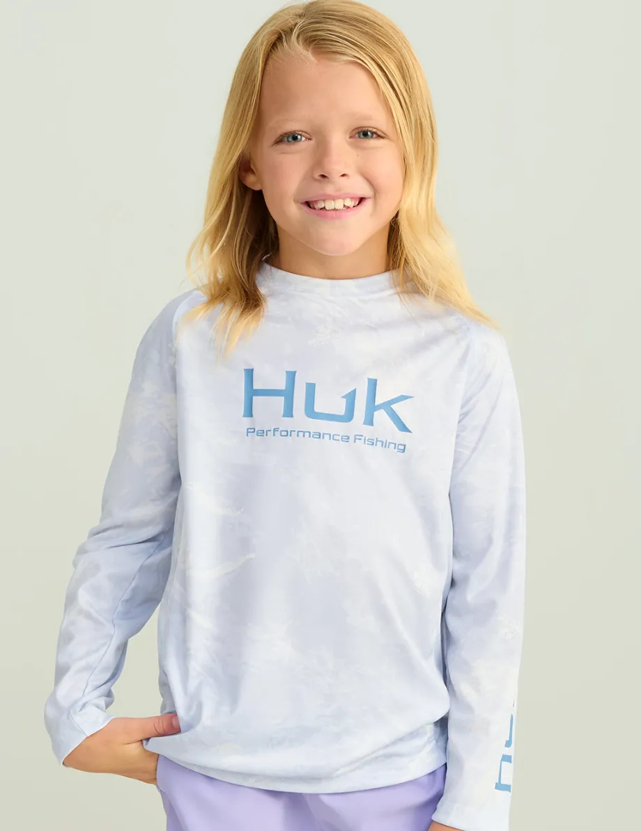 Huk Gear Performance Tops-Kids Mossy Oak Pursuit Performance Crew Mossy Oak Stormwater Bonefish
