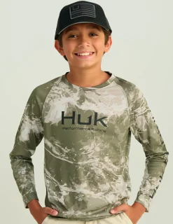 Huk Gear Performance Tops-Kids Mossy Oak Pursuit Performance Crew Mossy Oak Stormwater Freshwater