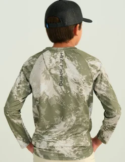 Huk Gear Performance Tops-Kids Mossy Oak Pursuit Performance Crew Mossy Oak Stormwater Freshwater