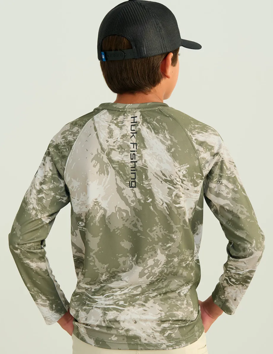 Huk Gear Performance Tops-Kids Mossy Oak Pursuit Performance Crew Mossy Oak Stormwater Freshwater