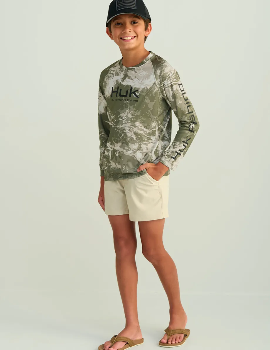 Huk Gear Performance Tops-Kids Mossy Oak Pursuit Performance Crew Mossy Oak Stormwater Freshwater