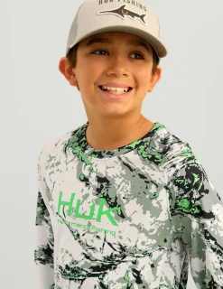 Huk Gear Performance Tops-Kids Mossy Oak Pursuit Performance Crew Mossy Oak Fog Green