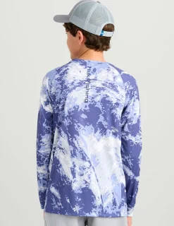 Huk Gear Performance Tops-Kids Mossy Oak Pursuit Performance Crew Mossy Oak Skipper Blue