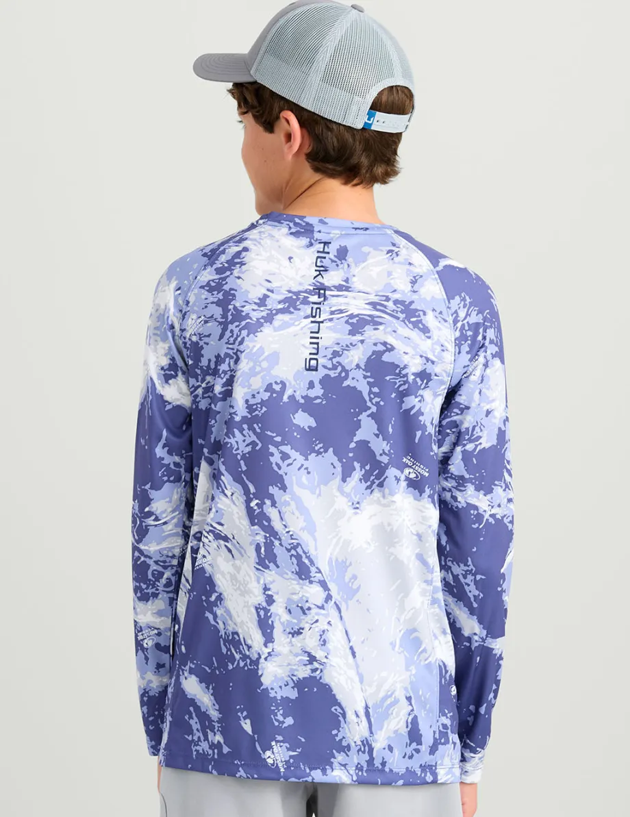 Huk Gear Performance Tops-Kids Mossy Oak Pursuit Performance Crew Mossy Oak Skipper Blue