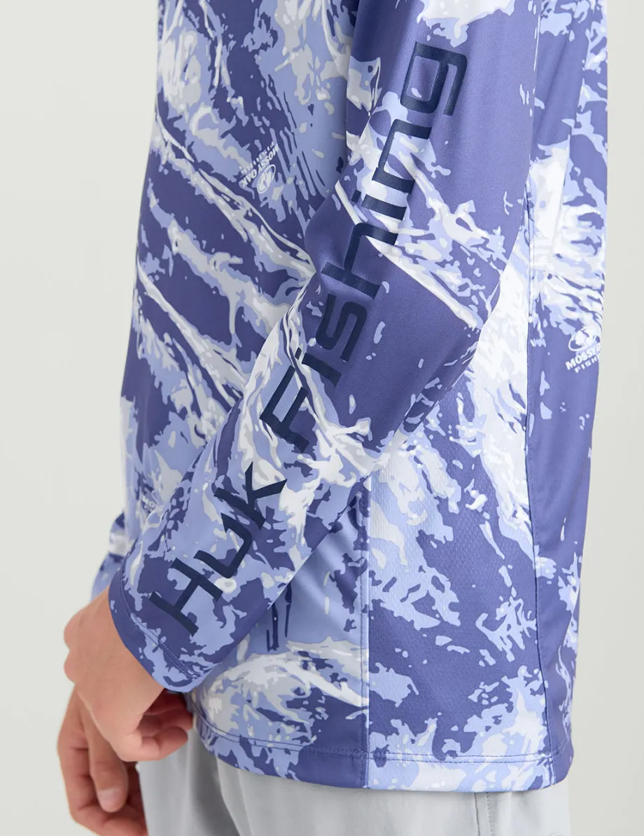 Huk Gear Performance Tops-Kids Mossy Oak Pursuit Performance Crew Mossy Oak Skipper Blue