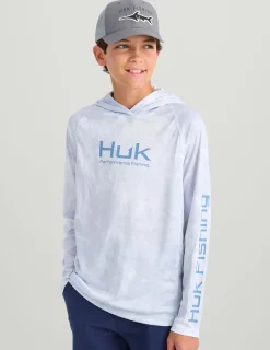 Huk Gear Performance Tops-Kids Mossy Oak Pursuit Performance Hoodie Mossy Oak Stormwater Bonefish