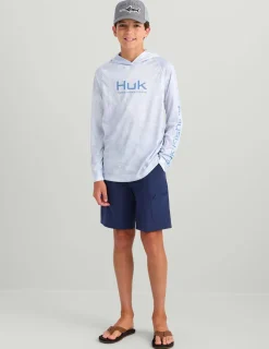 Huk Gear Performance Tops-Kids Mossy Oak Pursuit Performance Hoodie Mossy Oak Stormwater Bonefish