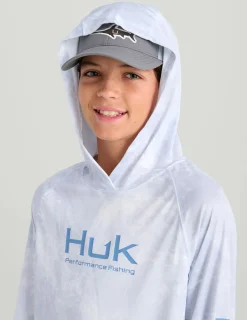 Huk Gear Performance Tops-Kids Mossy Oak Pursuit Performance Hoodie Mossy Oak Stormwater Bonefish