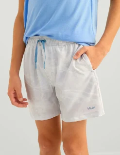 Huk Gear Swim-Kids Mossy Oak Pursuit Volley Swim Short Mossy Oak Stormwater Bonefish