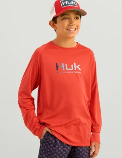 Huk Gear Performance Tops-Kids Pursuit Performance Crew Channel Marker