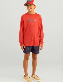 Huk Gear Performance Tops-Kids Pursuit Performance Crew Channel Marker