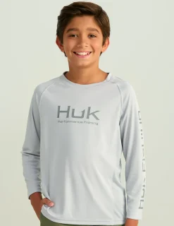 Huk Gear Performance Tops-Kids Pursuit Performance Crew Harbor Mist