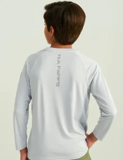 Huk Gear Performance Tops-Kids Pursuit Performance Crew Harbor Mist