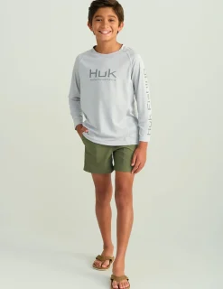 Huk Gear Performance Tops-Kids Pursuit Performance Crew Harbor Mist