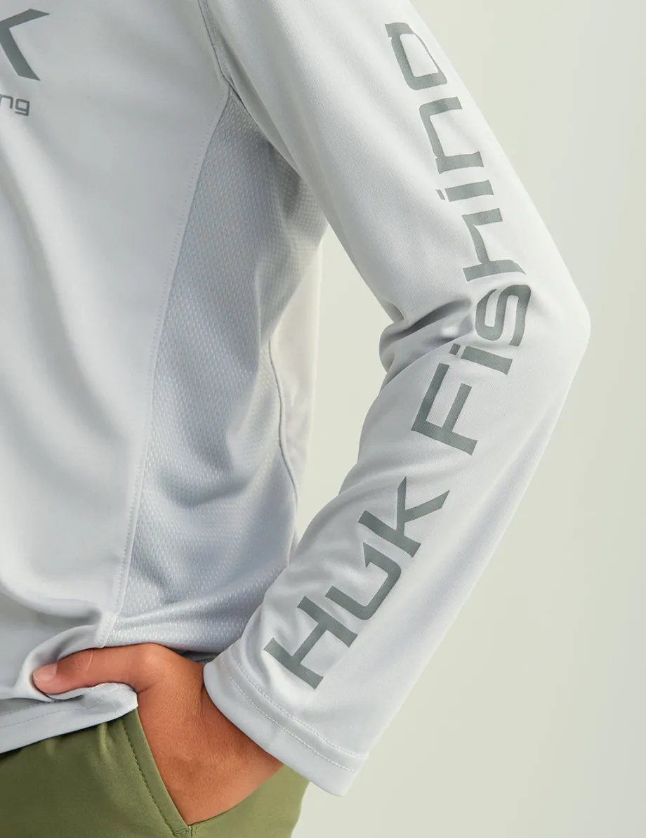 Huk Gear Performance Tops-Kids Pursuit Performance Crew Harbor Mist
