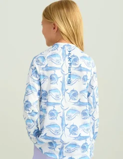 Huk Gear Performance Tops-Kids Pursuit Performance Crew Marolina Blue Slam Dunk
