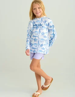 Huk Gear Performance Tops-Kids Pursuit Performance Crew Marolina Blue Slam Dunk