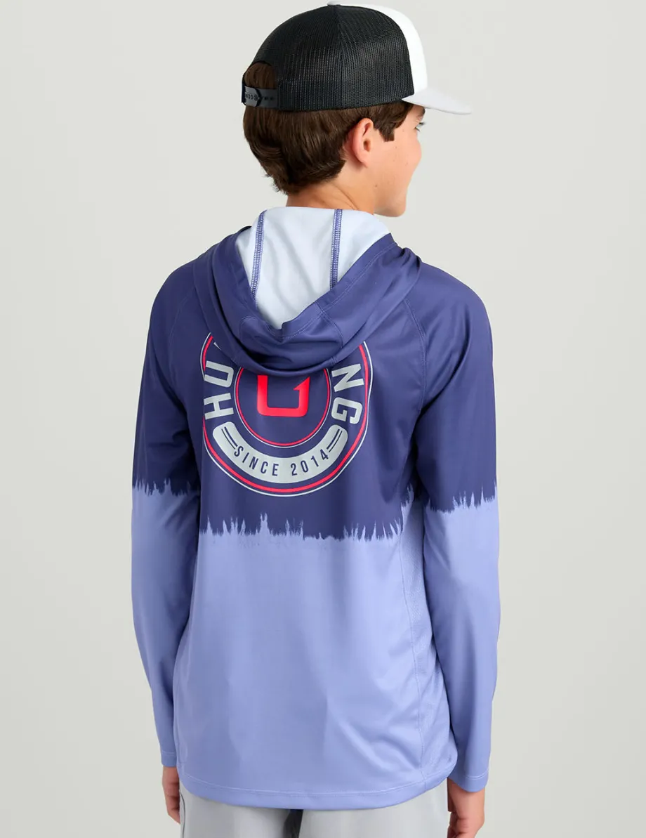 Huk Gear Performance Tops-Kids Pursuit Performance Graphic Hoodie Skipper Blue
