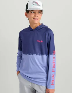 Huk Gear Performance Tops-Kids Pursuit Performance Graphic Hoodie Skipper Blue