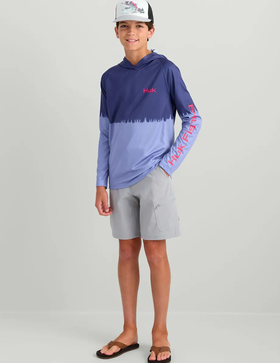 Huk Gear Performance Tops-Kids Pursuit Performance Graphic Hoodie Skipper Blue