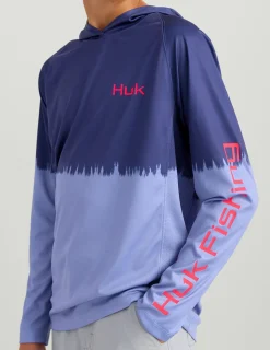 Huk Gear Performance Tops-Kids Pursuit Performance Graphic Hoodie Skipper Blue