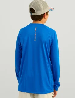Huk Gear Performance Tops-Kids Pursuit Performance Crew Ocean Blue