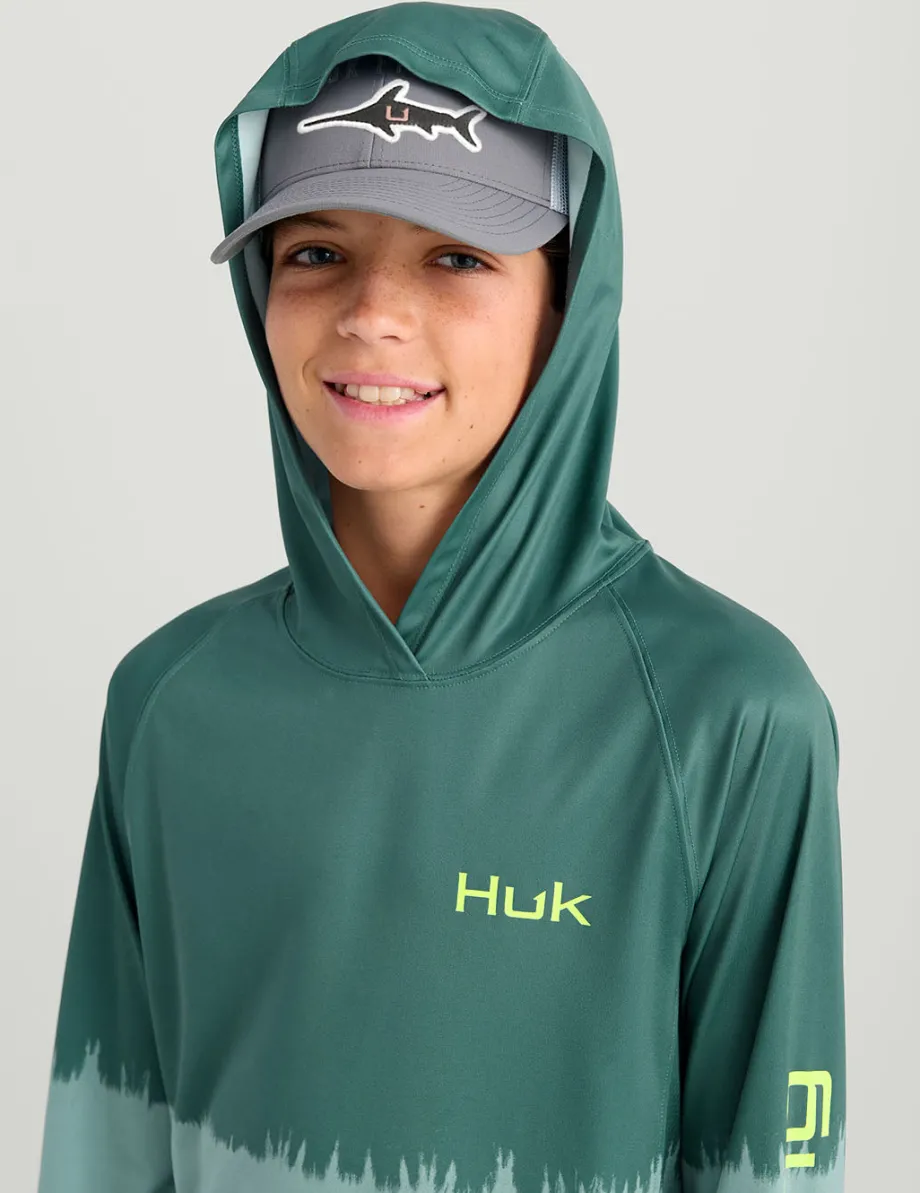 Huk Gear Performance Tops-Kids Pursuit Performance Graphic Hoodie North Atlantic