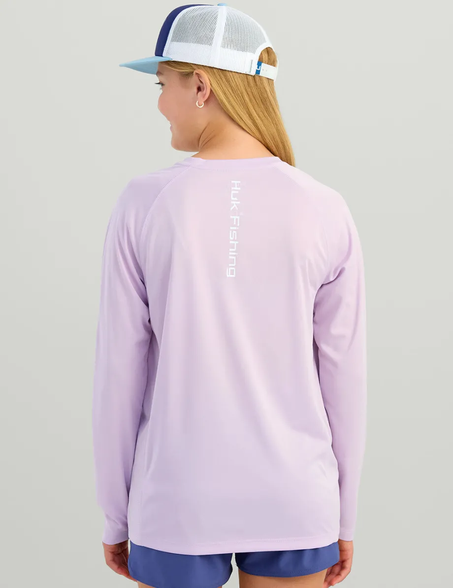 Huk Gear Performance Tops-Kids Pursuit Performance Crew Orchid Bloom