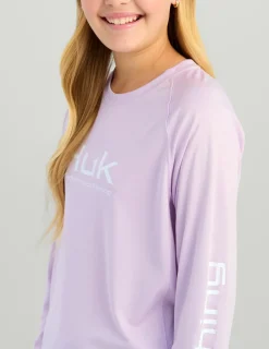 Huk Gear Performance Tops-Kids Pursuit Performance Crew Orchid Bloom