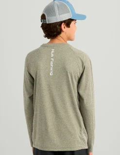Huk Gear Performance Tops-Kids Pursuit Performance Crew Moss Heather