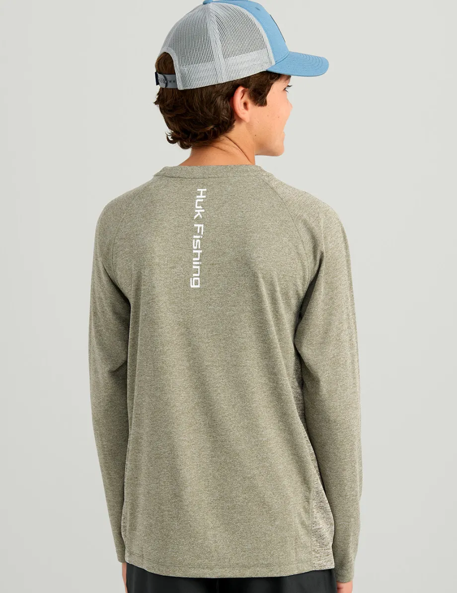 Huk Gear Performance Tops-Kids Pursuit Performance Crew Moss Heather