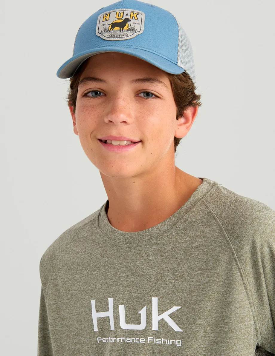 Huk Gear Performance Tops-Kids Pursuit Performance Crew Moss Heather