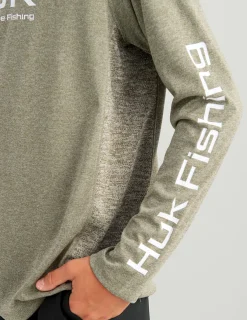 Huk Gear Performance Tops-Kids Pursuit Performance Crew Moss Heather