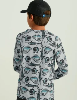 Huk Gear Performance Tops-Kids Pursuit Performance Crew Storm Blue Slam Dunk
