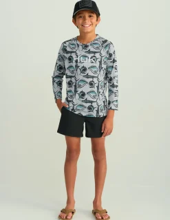 Huk Gear Performance Tops-Kids Pursuit Performance Crew Storm Blue Slam Dunk